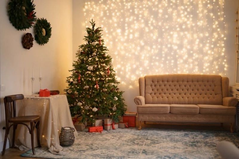 festiv interior with comfortable sofa